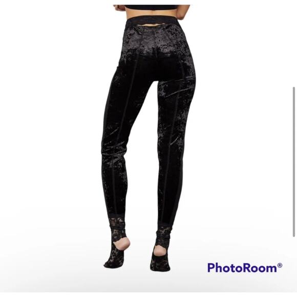 We are HAH I can xxxplain Pants Legging Velvet Lace Black Hi Waist Size XS - NWT - Picture 3 of 12